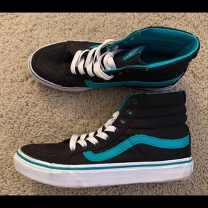 Black and Teal High Top Vans